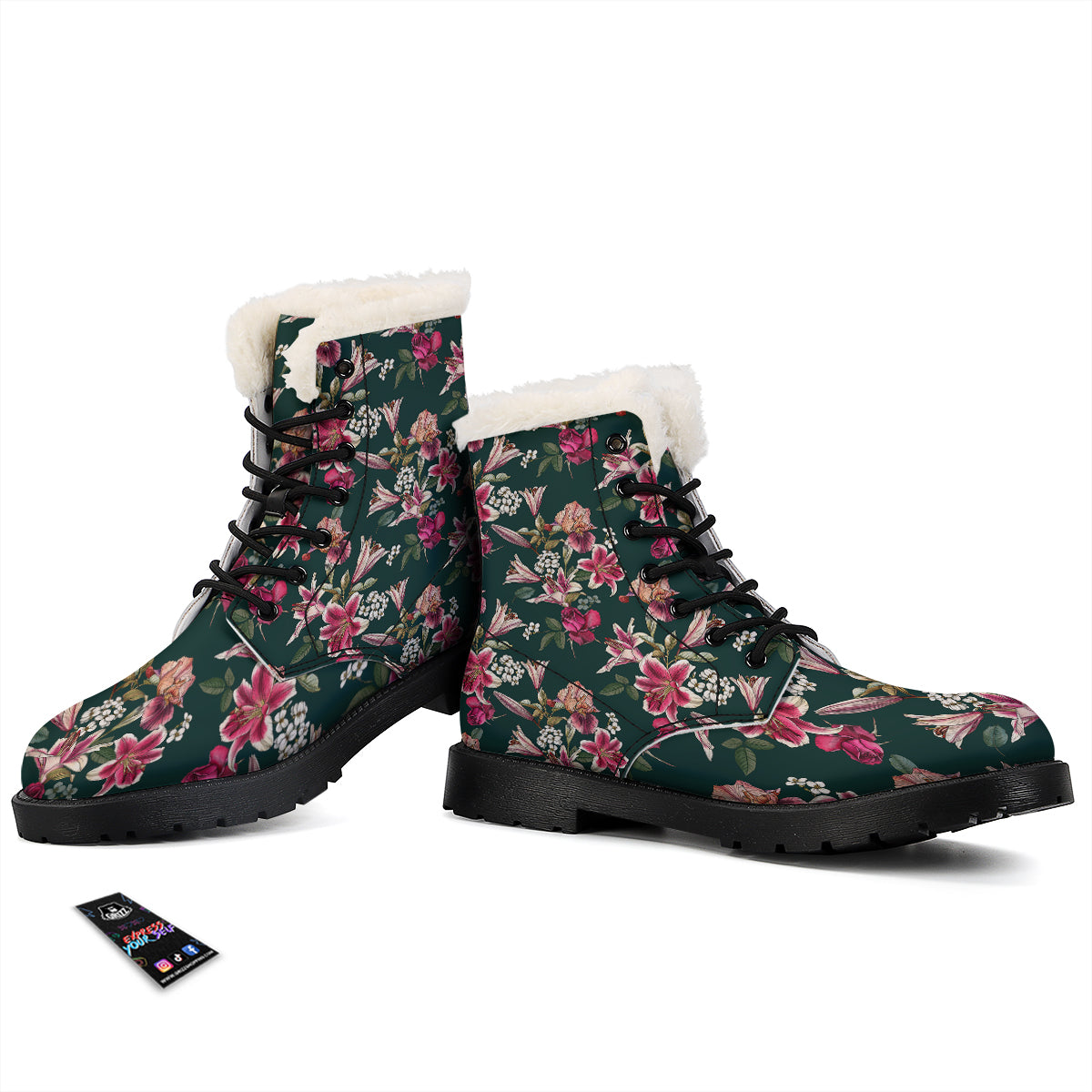 Lily Tropical Watercolor Print Pattern Winter Boots-grizzshop