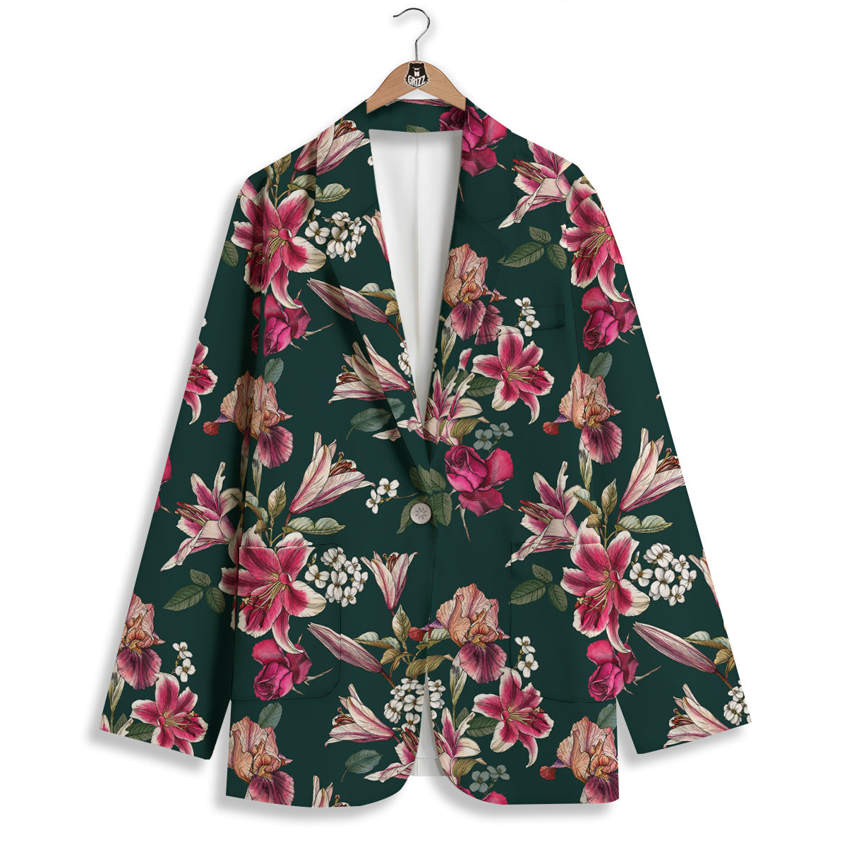 Lily Tropical Watercolor Print Pattern Women's Blazer-grizzshop
