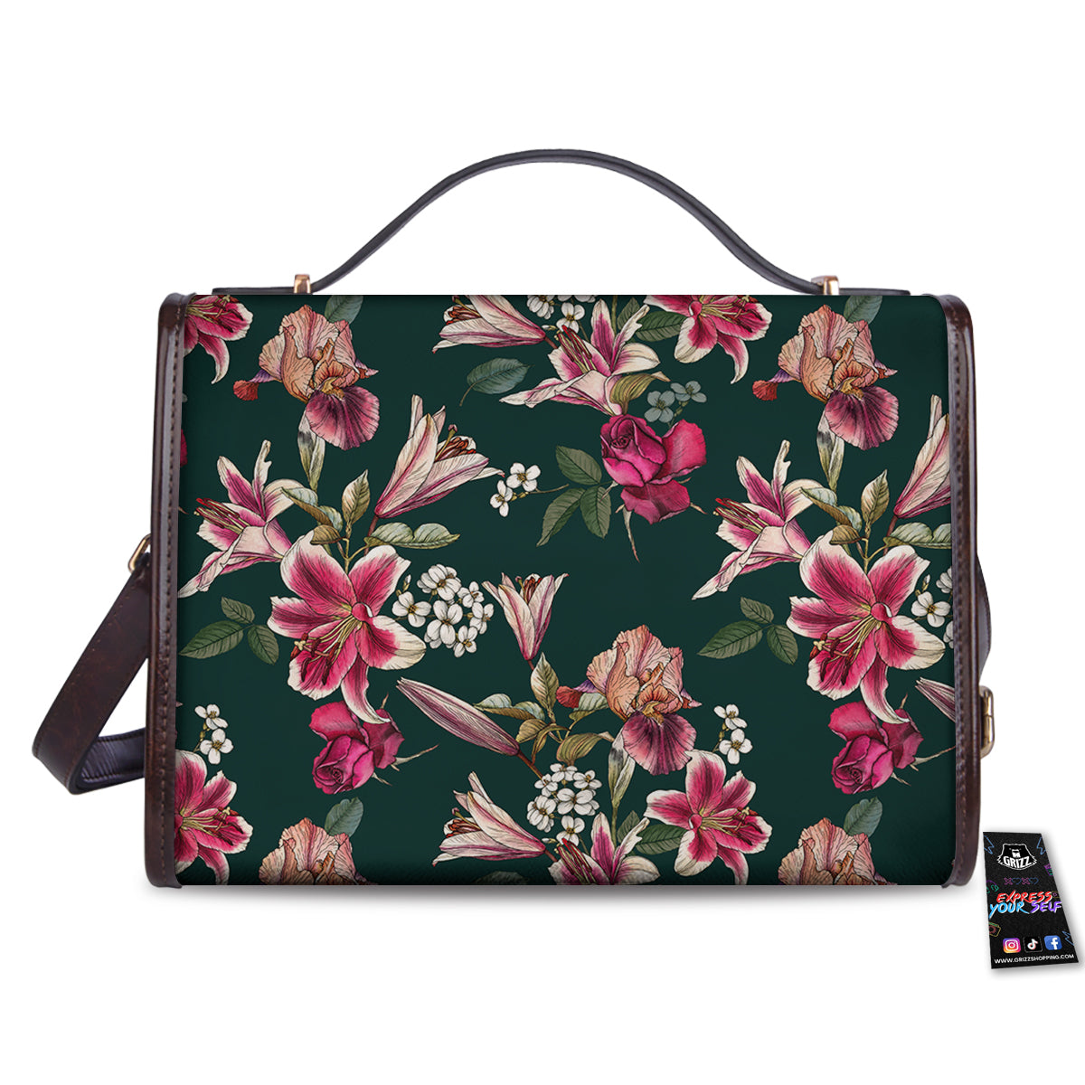 Lily Tropical Watercolor Print Pattern Women's Satchel Bag-grizzshop