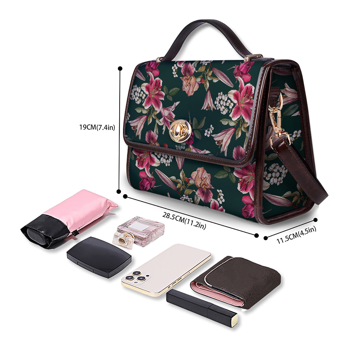 Lily Tropical Watercolor Print Pattern Women's Satchel Bag-grizzshop