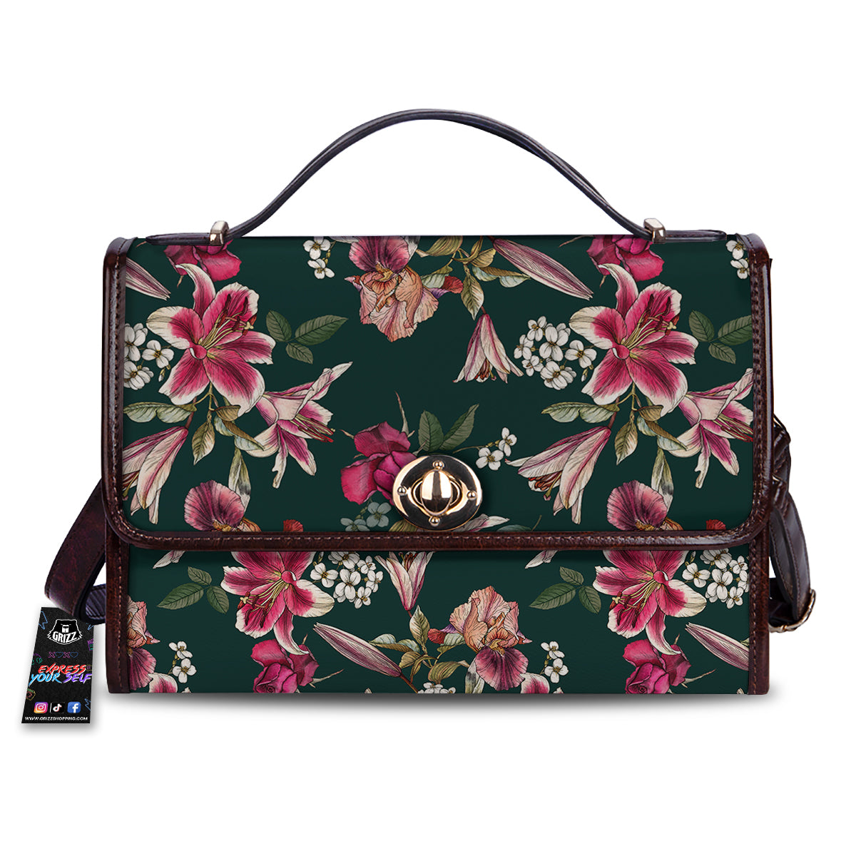 Lily Tropical Watercolor Print Pattern Women's Satchel Bag-grizzshop