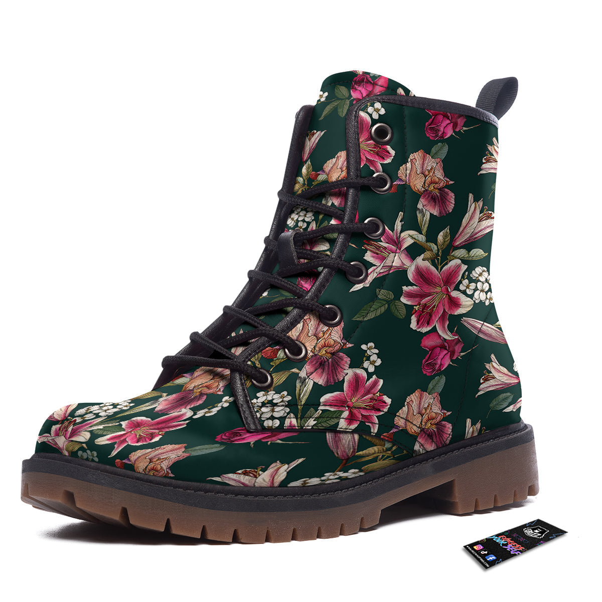 Lily Tropical Watercolor Print Pattern Work Boots-grizzshop