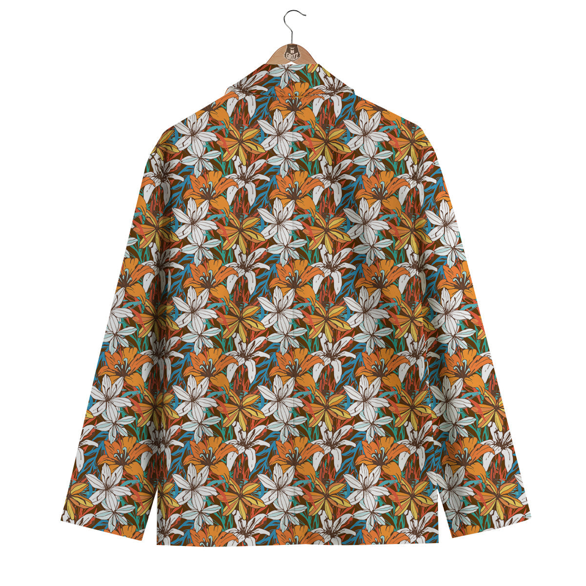 Lily Vintage Color Print Pattern Men's Blazer-grizzshop