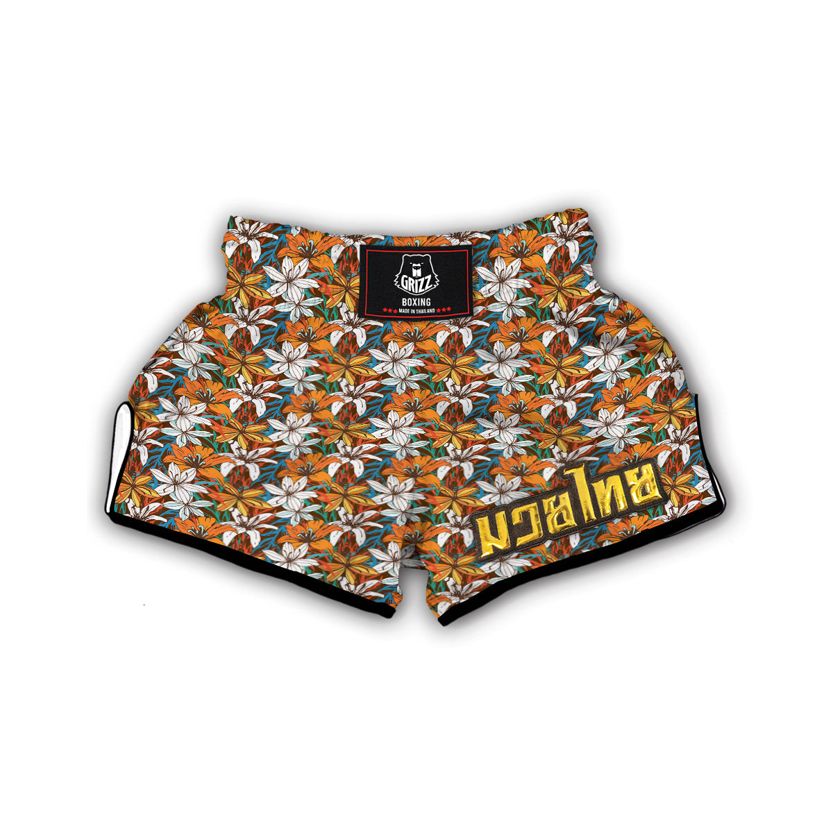 Lily Vintage Color Print Pattern Muay Thai Boxing Shorts-grizzshop