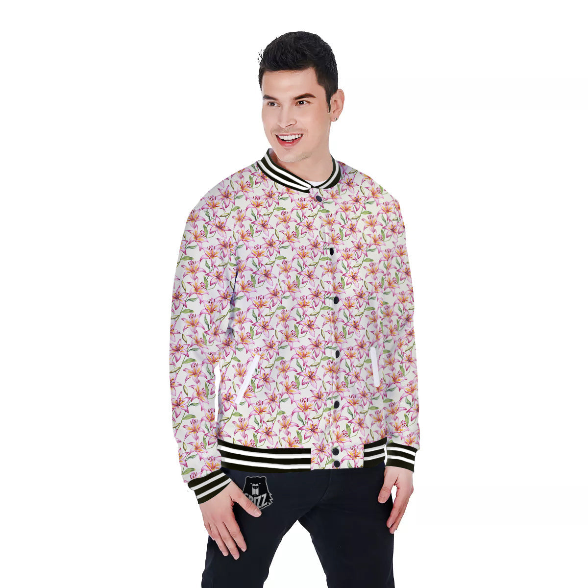 Lily Water Cute Print Pattern Baseball Jacket-grizzshop