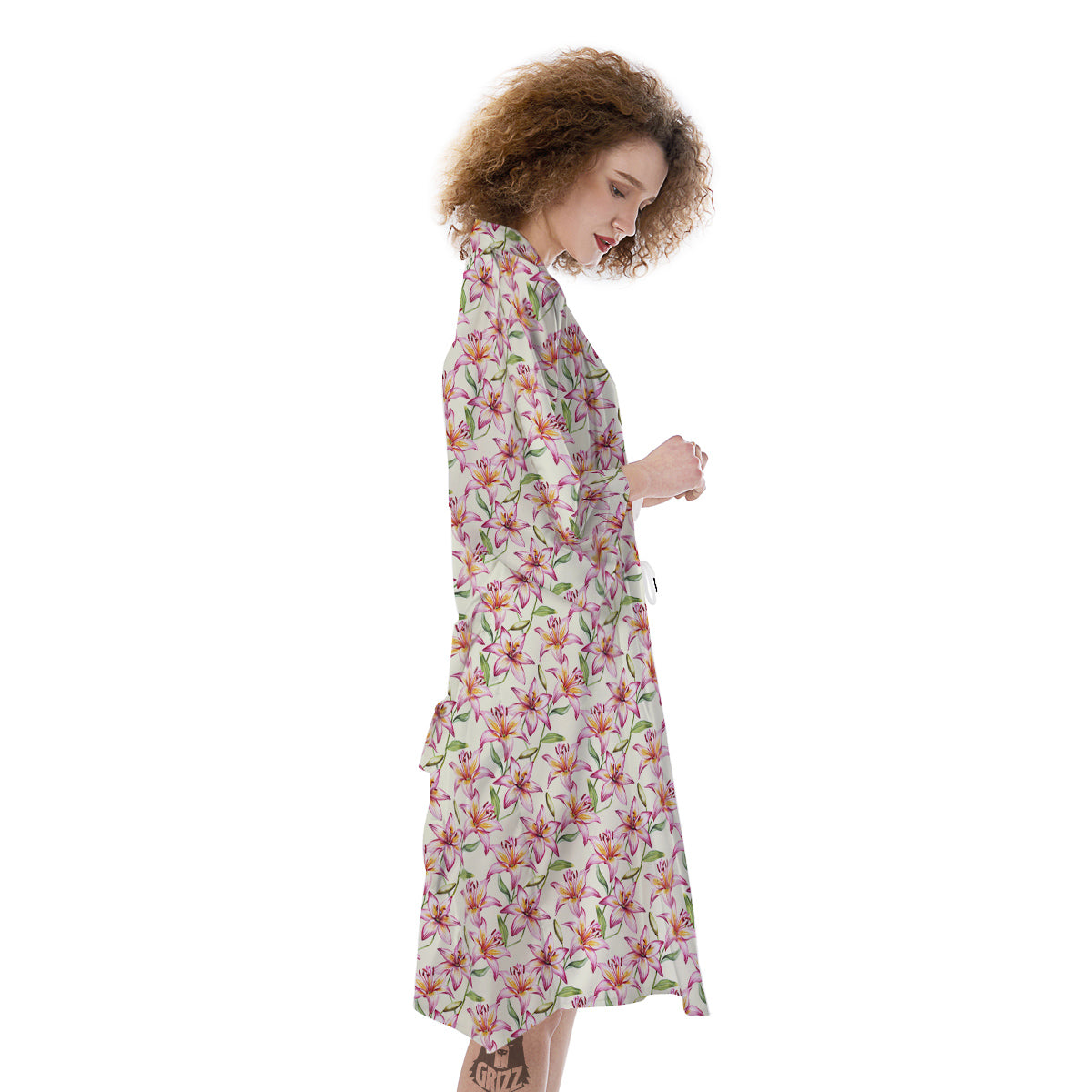 Lily Water Cute Print Pattern Kimono-grizzshop