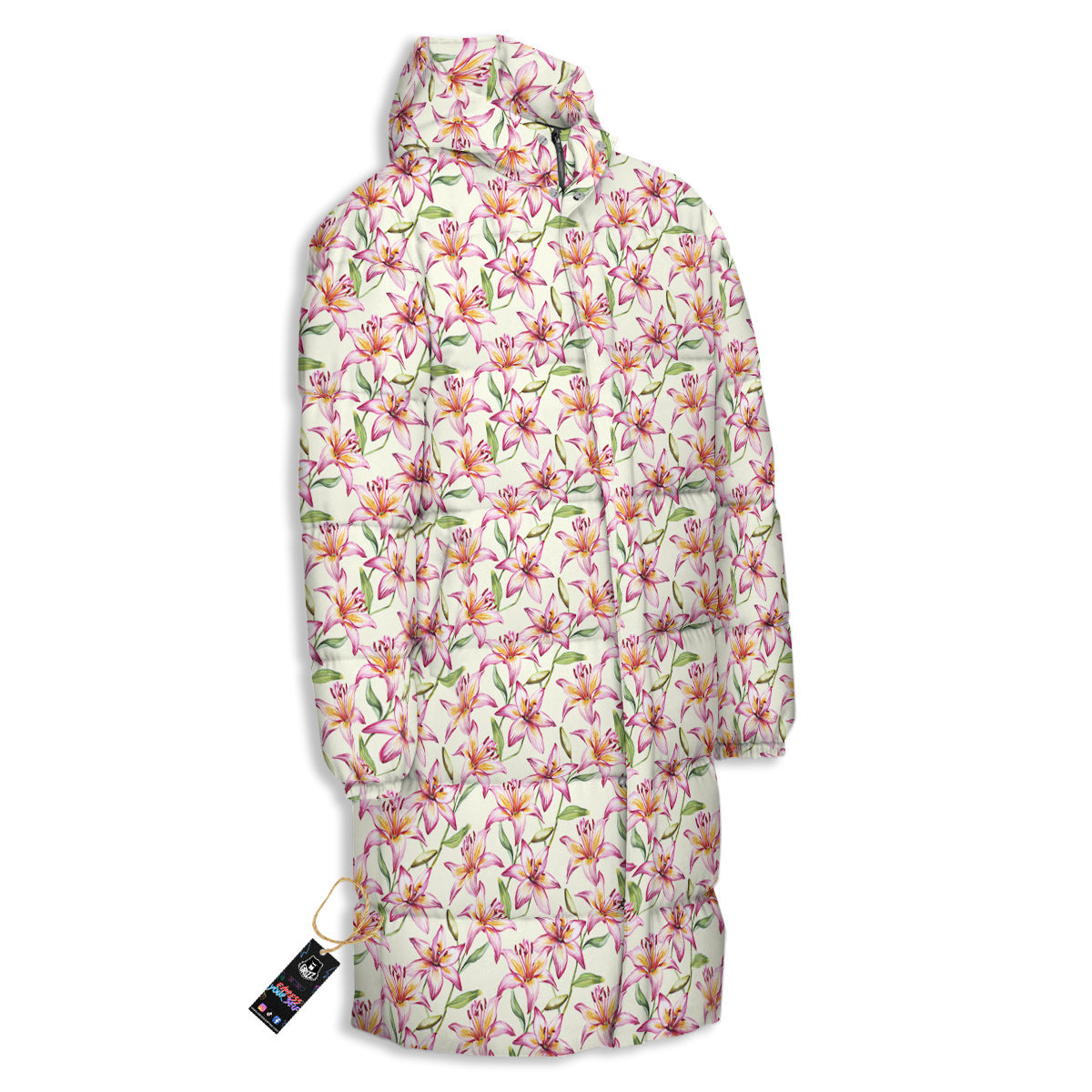Lily Water Cute Print Pattern Long Down Jacket-grizzshop
