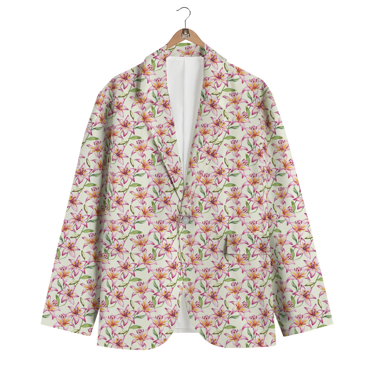 Lily Water Cute Print Pattern Men's Blazer-grizzshop