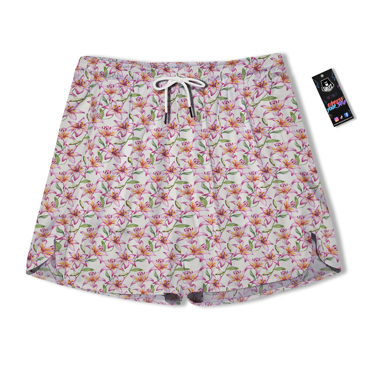 Lily Water Cute Print Pattern Men's Running Shorts-grizzshop