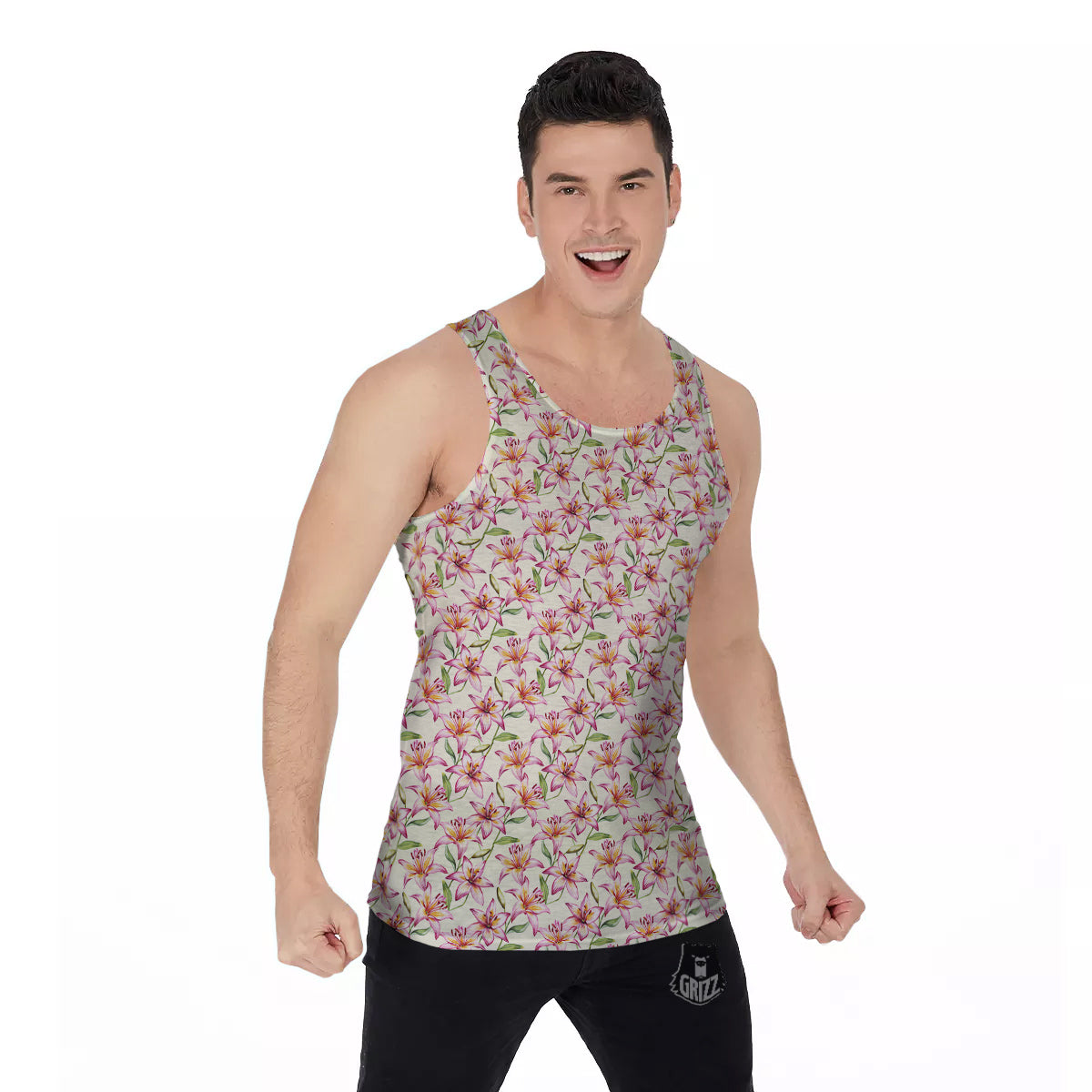 Lily Water Cute Print Pattern Men's Tank Top-grizzshop
