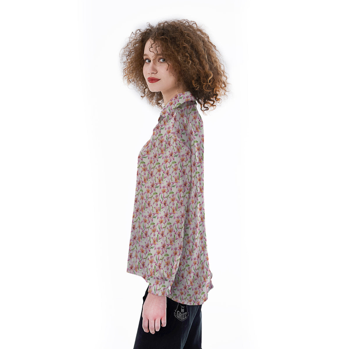 Lily Water Cute Print Pattern Women's Long Sleeve Shirts-grizzshop