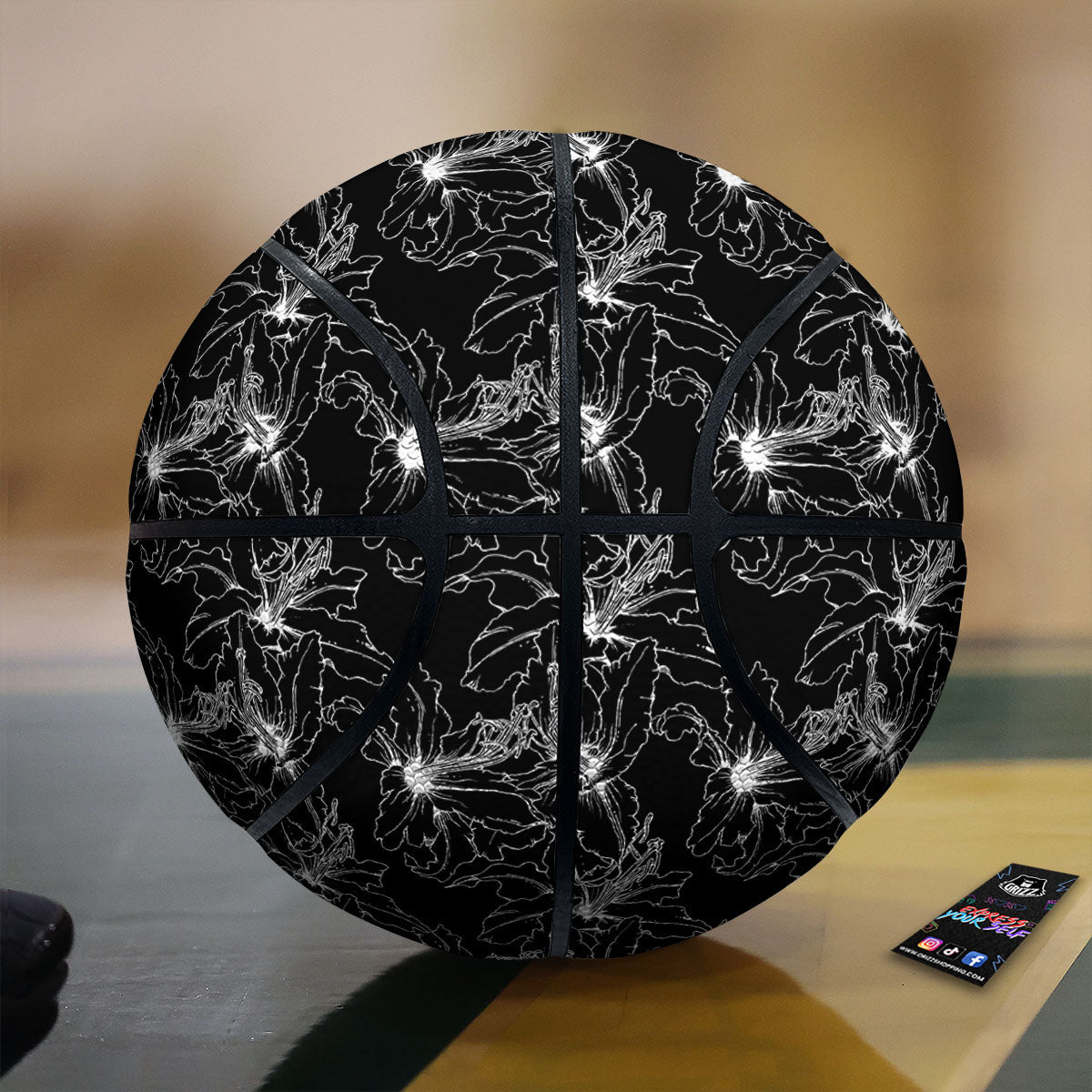 Lily White And Black Print Pattern Basketball