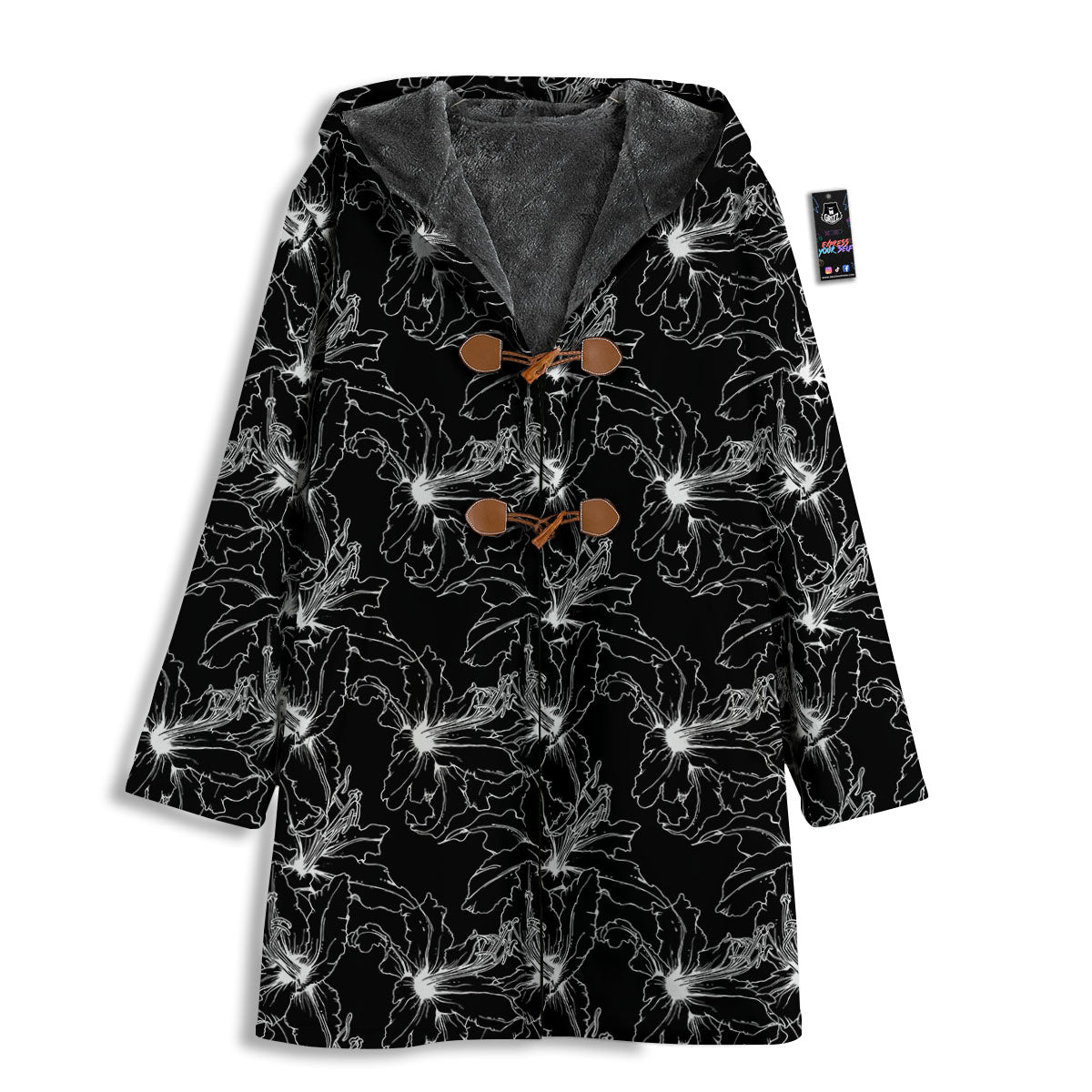 Lily White And Black Print Pattern Men's Windbreaker Jacket-grizzshop