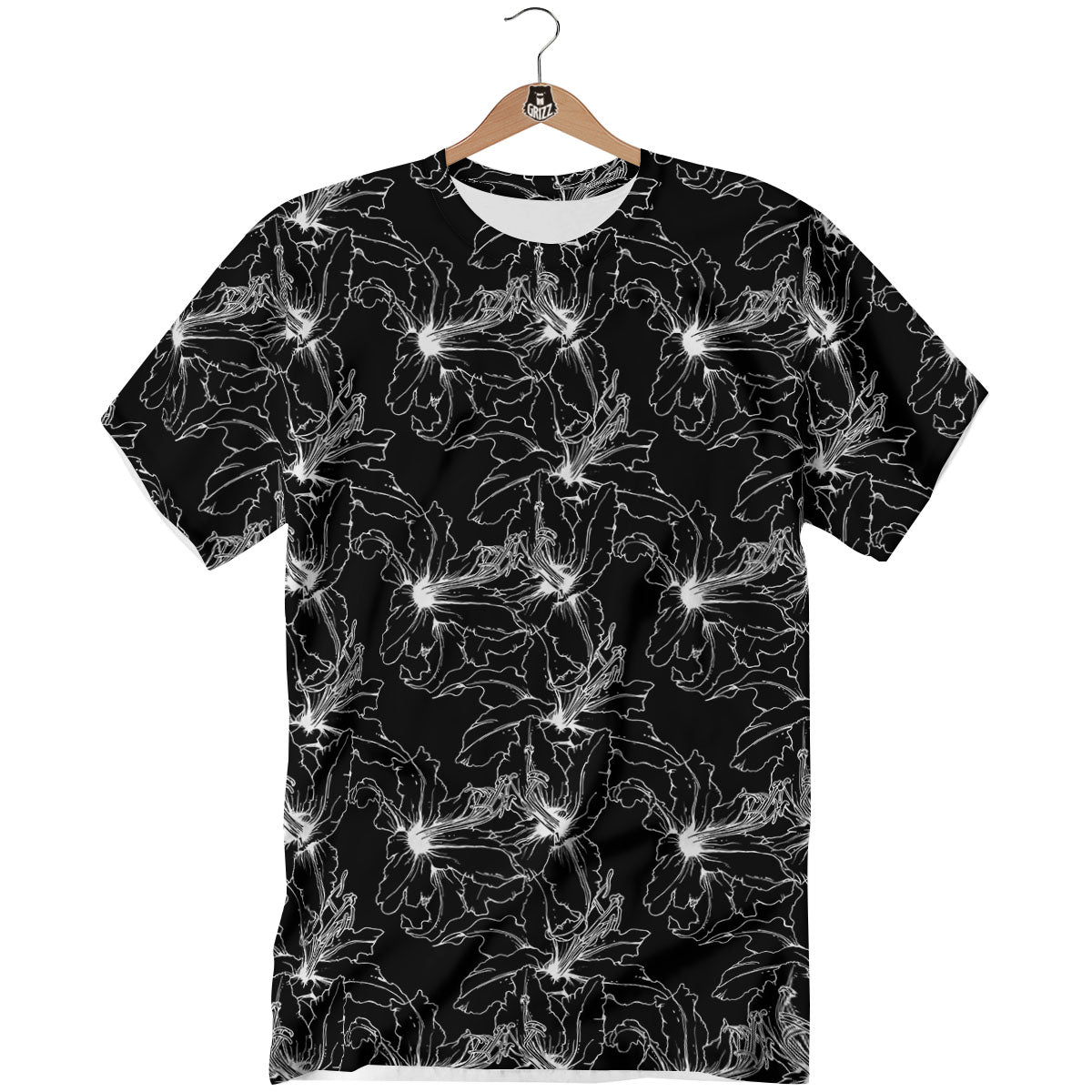 Lily White And Black Print Pattern T-Shirt-grizzshop