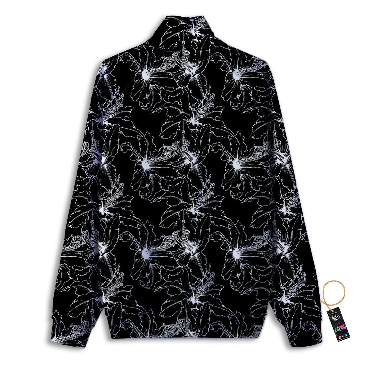 Lily White And Black Print Pattern Track Jacket-grizzshop