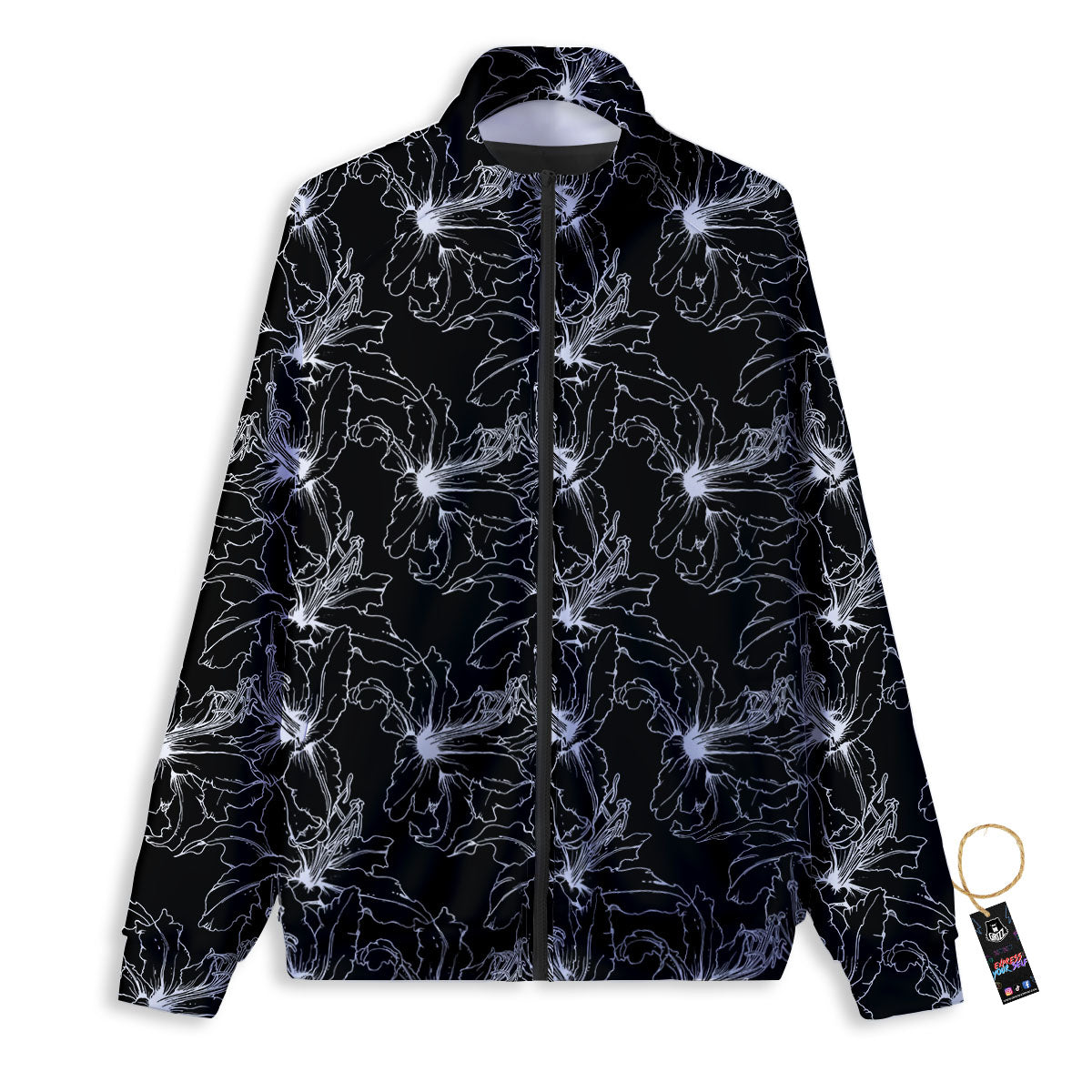 Lily White And Black Print Pattern Track Jacket-grizzshop