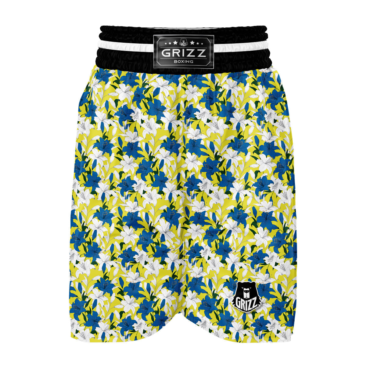 Lily Yellow Print Pattern Boxing Shorts-grizzshop