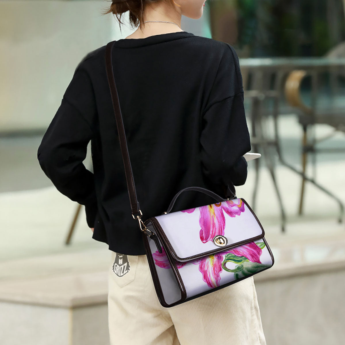 Lily Pink Watercolor Print Women's Satchel Bag