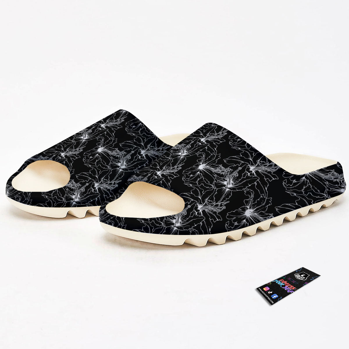 Lily White And Black Print Pattern Sandals-grizzshop