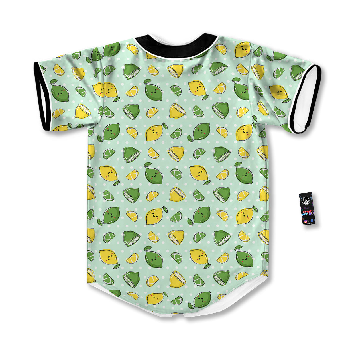 Lime Cute Print Pattern Baseball Jersey-grizzshop