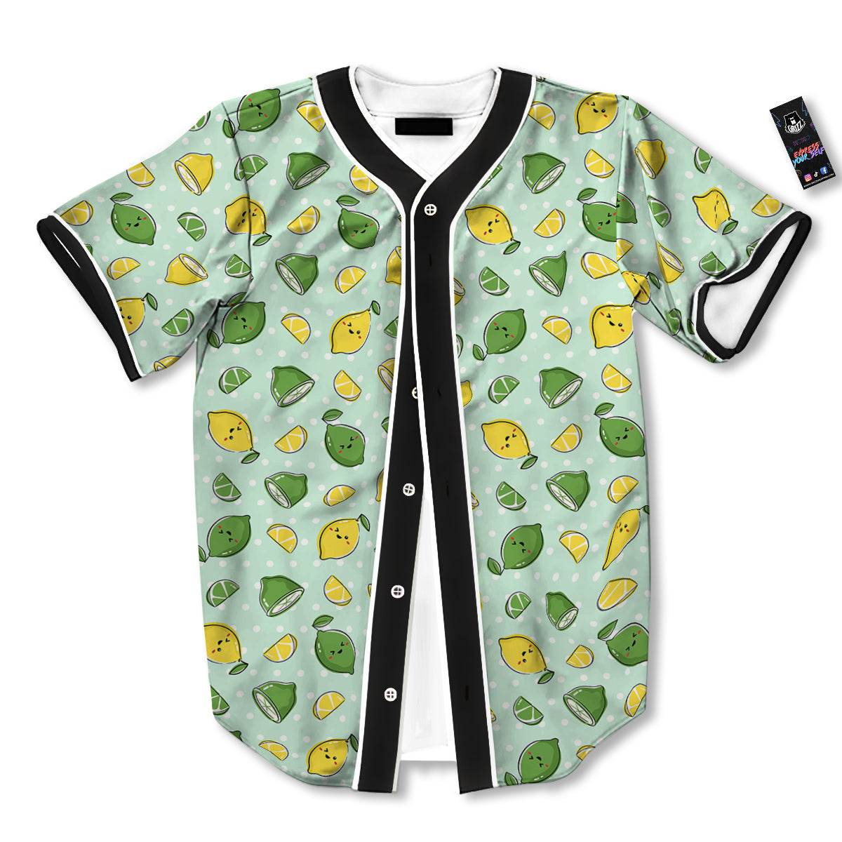 Lime Cute Print Pattern Baseball Jersey-grizzshop