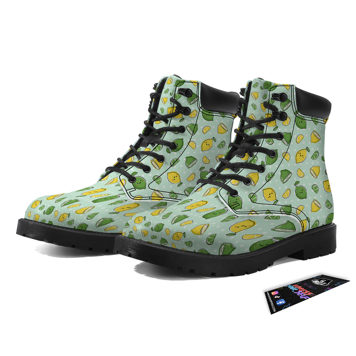 Lime Cute Print Pattern Boots-grizzshop