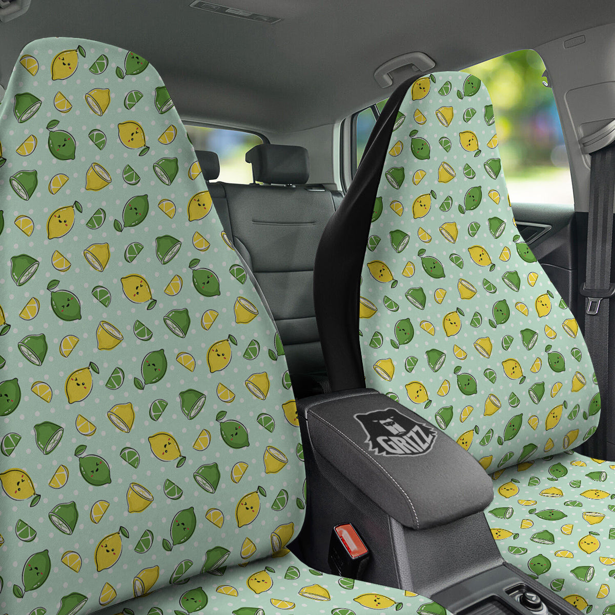 Lime Cute Print Pattern Car Seat Covers-grizzshop