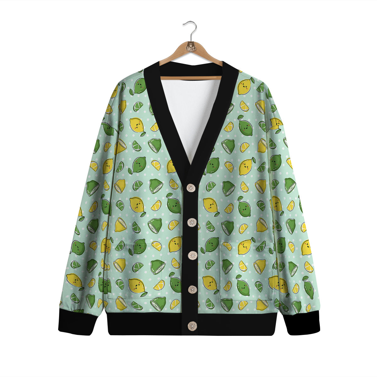 Lime Cute Print Pattern Cardigan-grizzshop