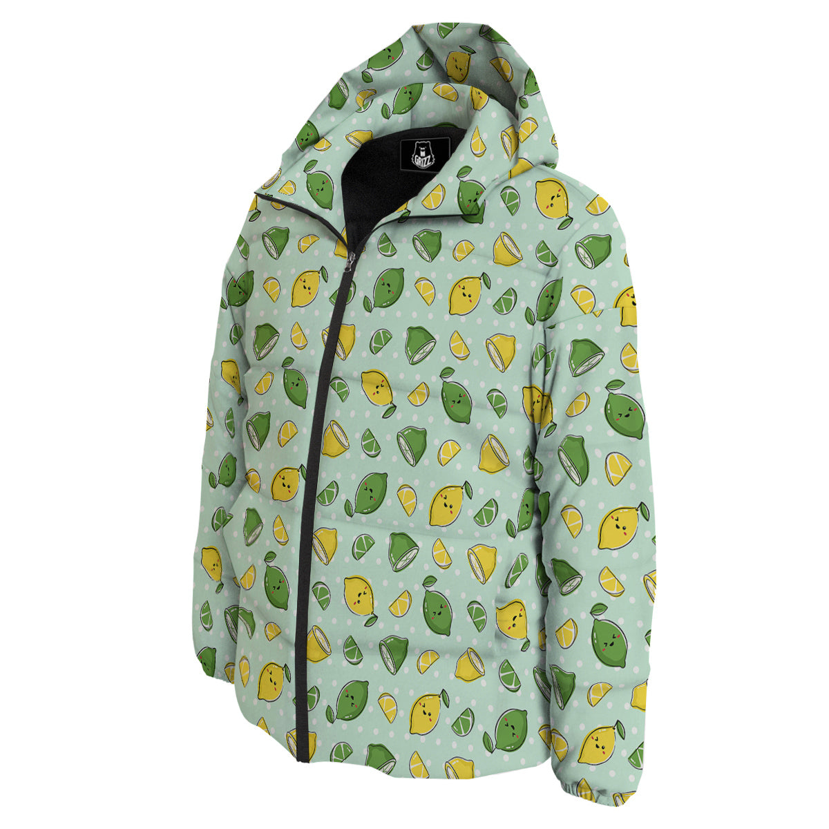 Lime Cute Print Pattern Down Jacket-grizzshop