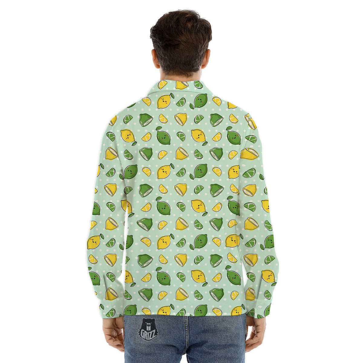 Lime Cute Print Pattern Men's Dress Shirts-grizzshop