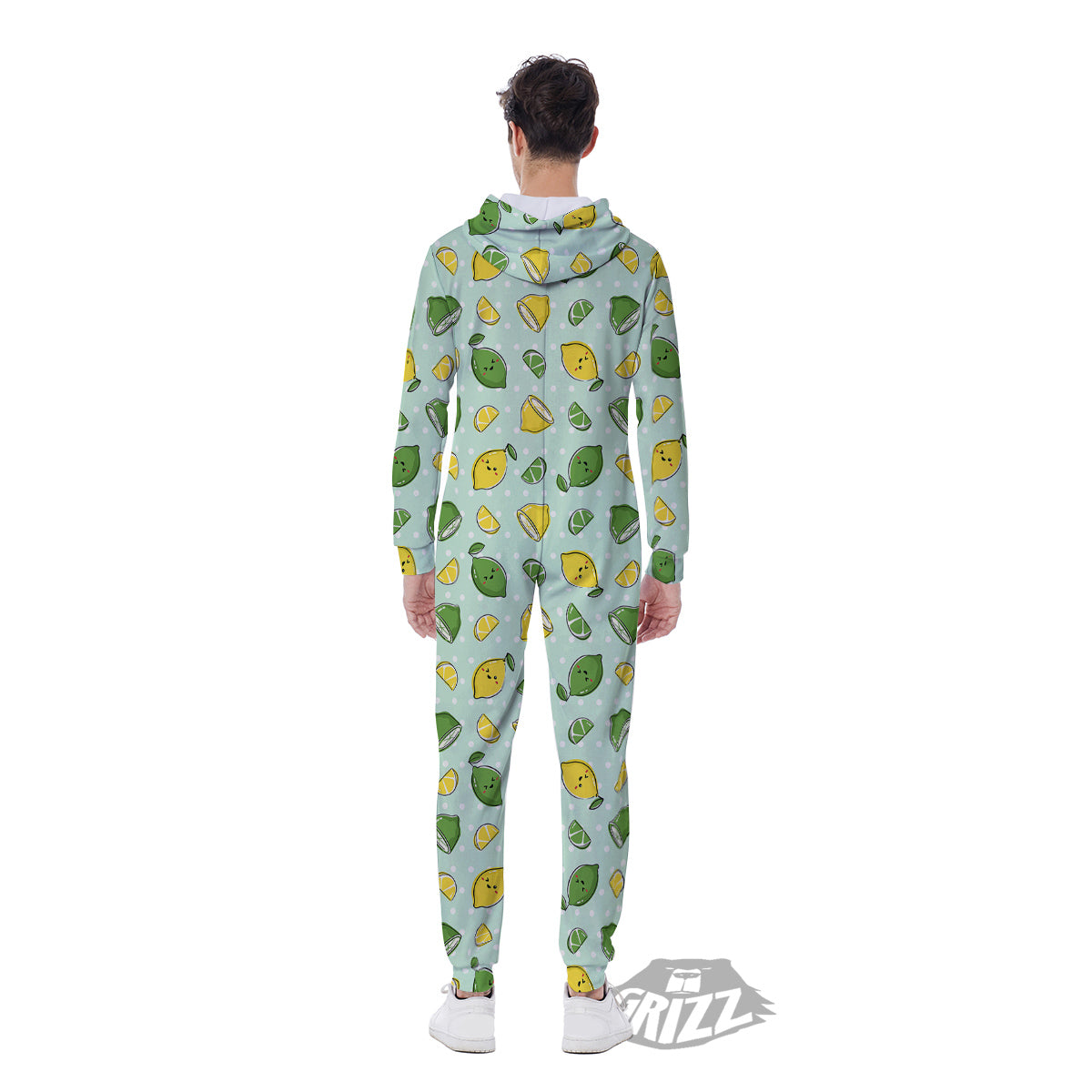 Lime Cute Print Pattern Men's Jumpsuit-grizzshop