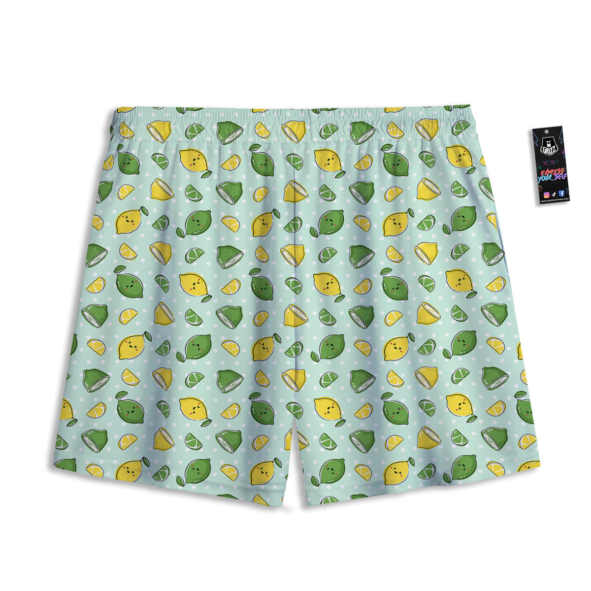 Lime Cute Print Pattern Mesh Shorts-grizzshop