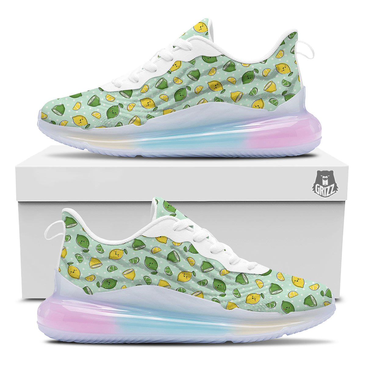 Lime Cute Print Pattern Running Sneakers-grizzshop