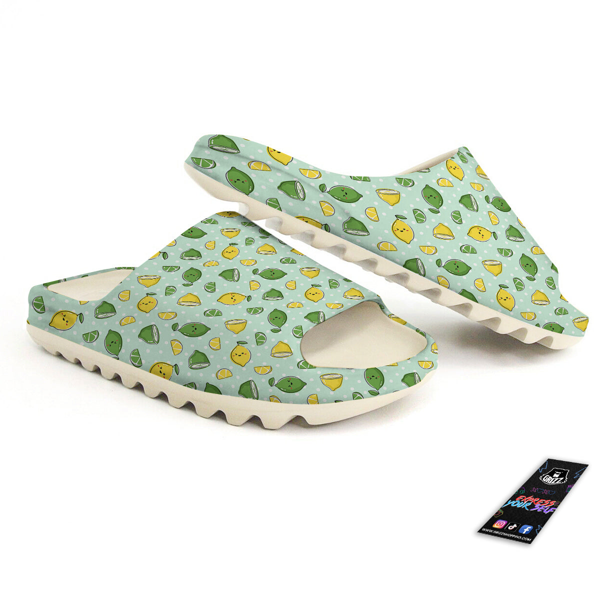 Lime Cute Print Pattern Sandals-grizzshop