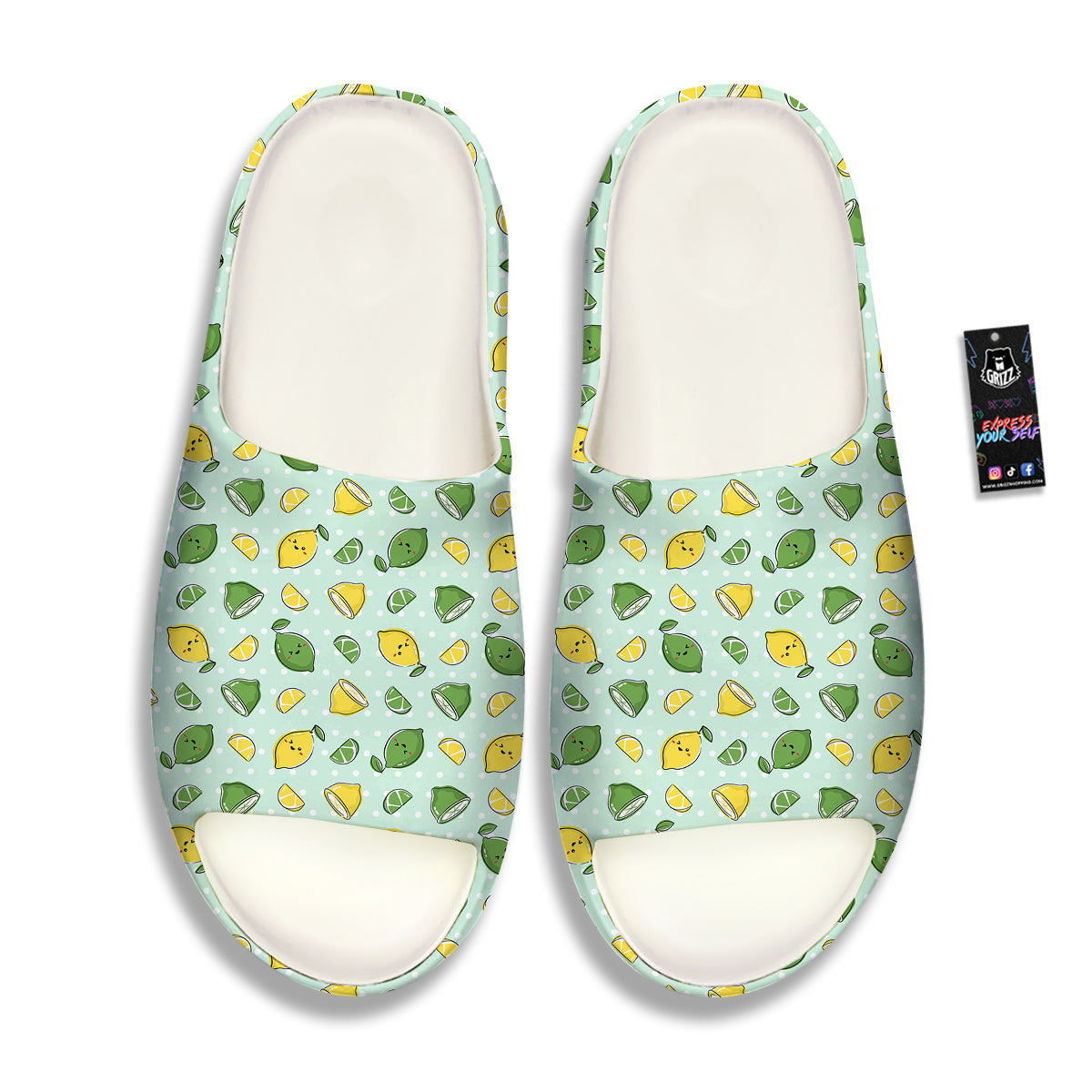 Lime Cute Print Pattern Sandals-grizzshop