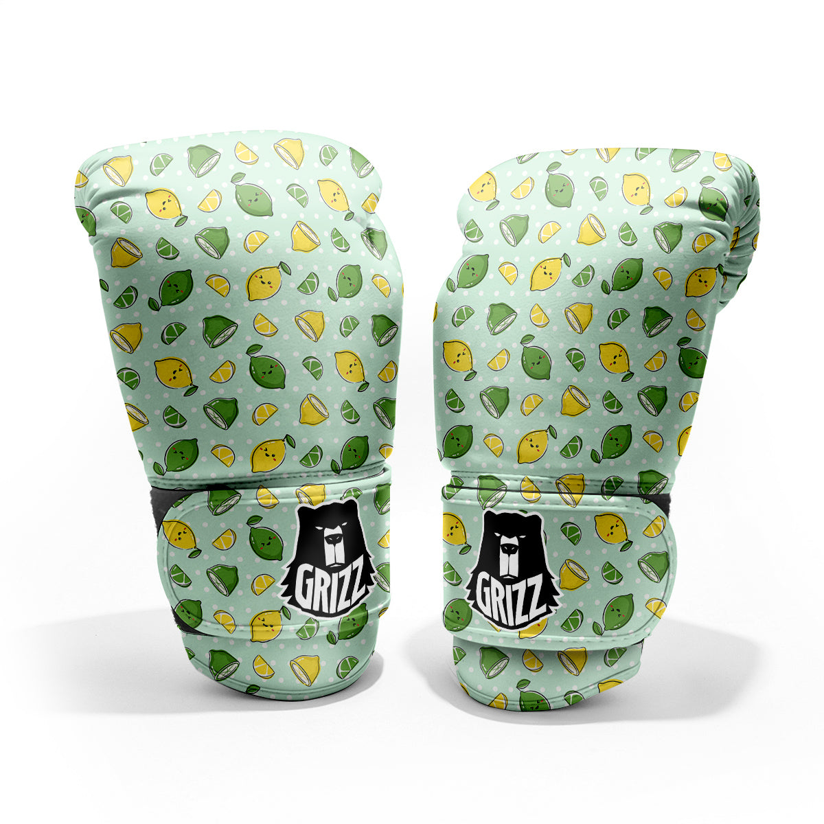 Lime Cute Print Pattern Sparring Gloves-grizzshop
