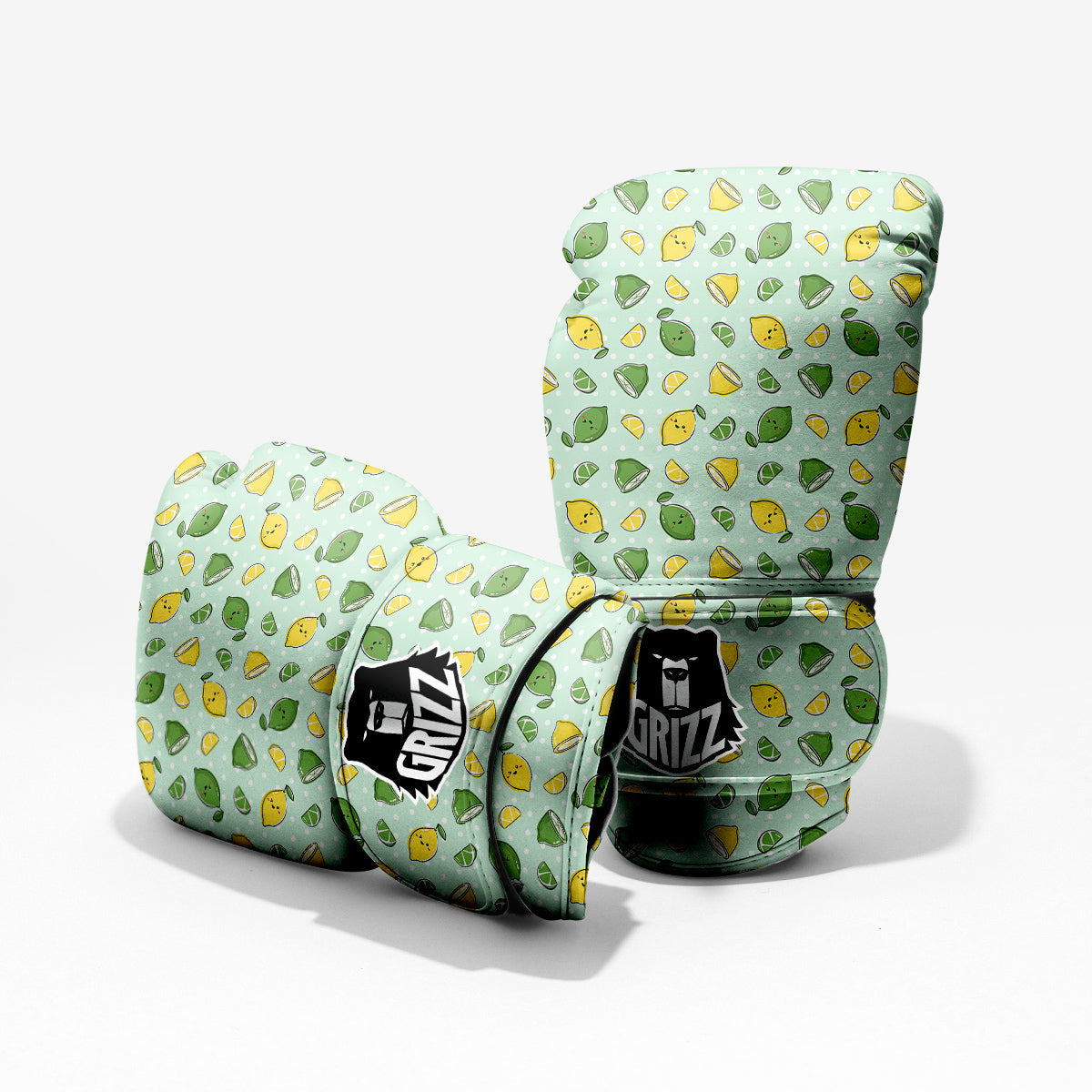 Lime Cute Print Pattern Sparring Gloves-grizzshop