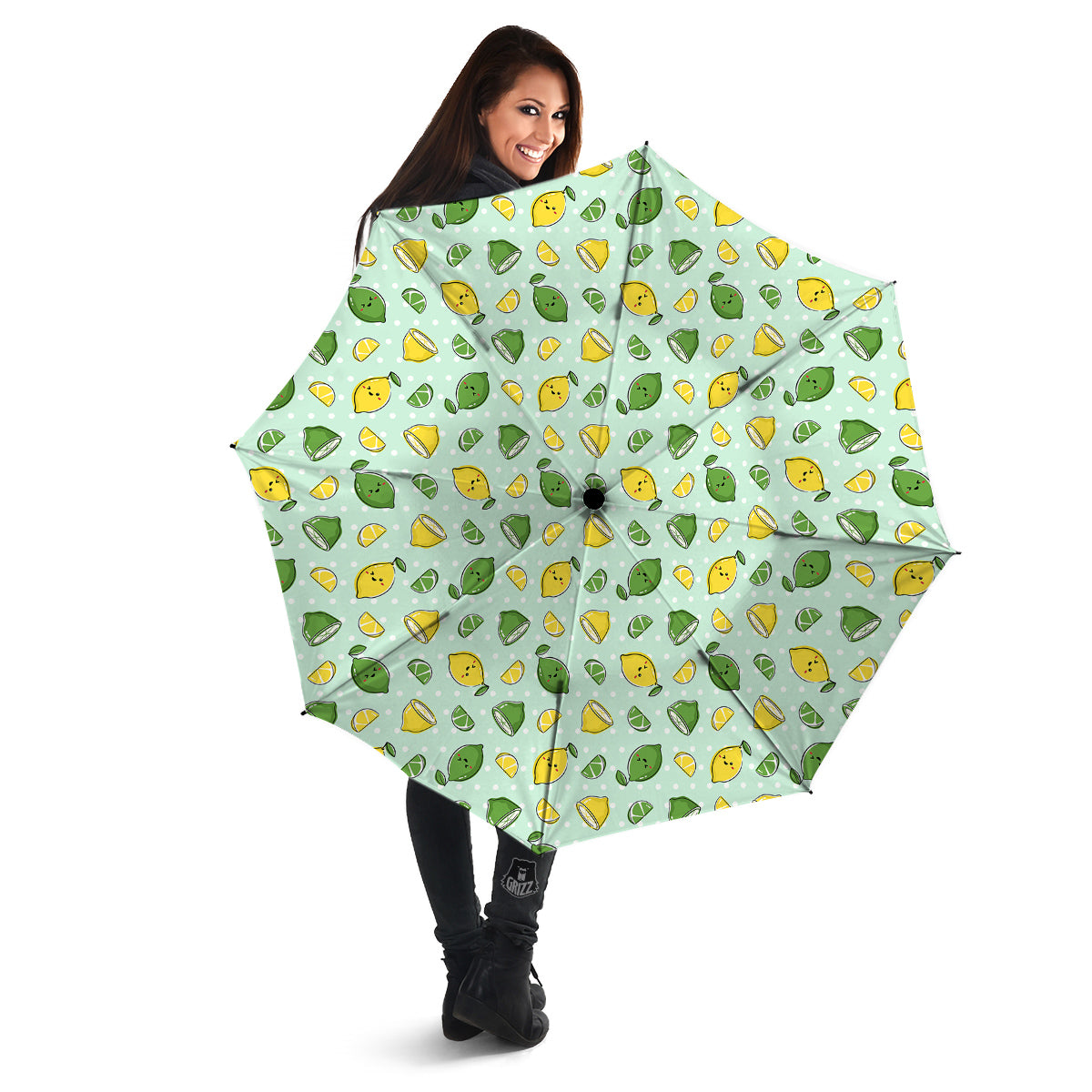 Lime Cute Print Pattern Umbrella-grizzshop
