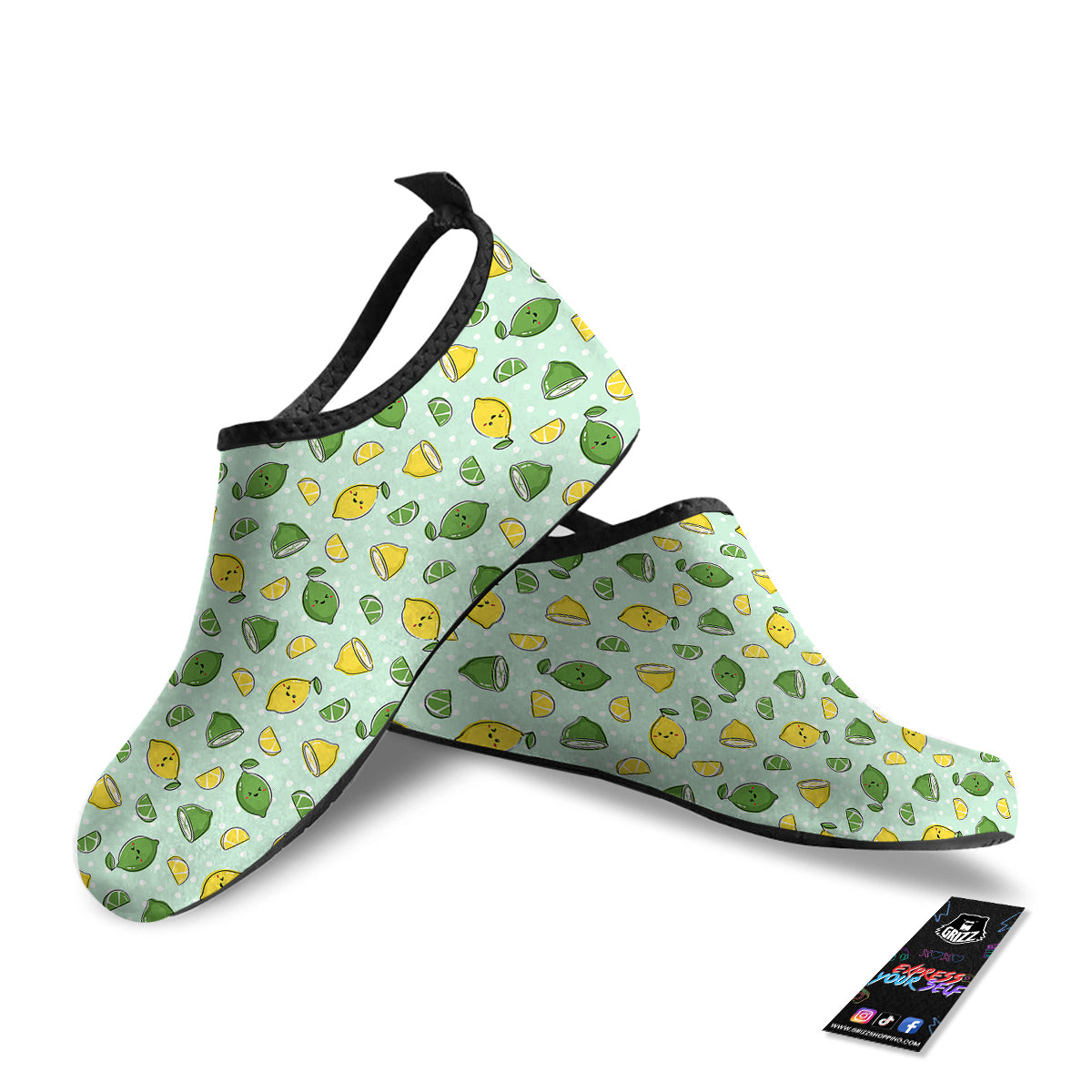 Lime Cute Print Pattern Water Shoes-grizzshop