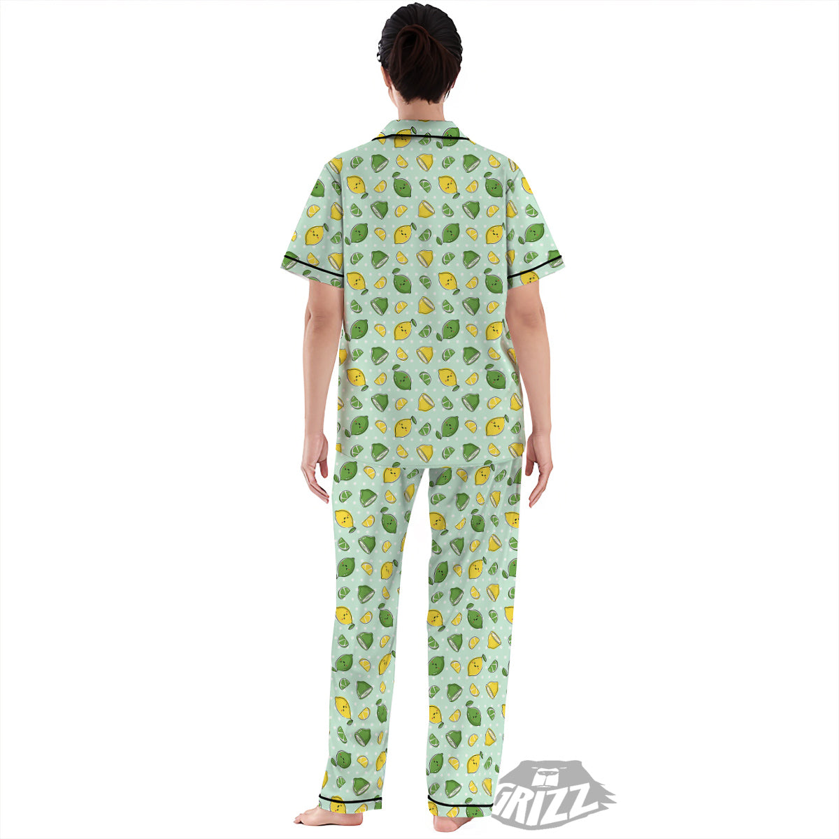 Lime Cute Print Pattern Women's Pajamas Set-grizzshop