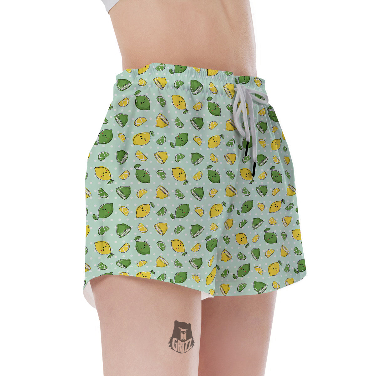 Lime Cute Print Pattern Women's Shorts-grizzshop