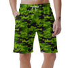 Lime Green Camo Print Men's Shorts-grizzshop