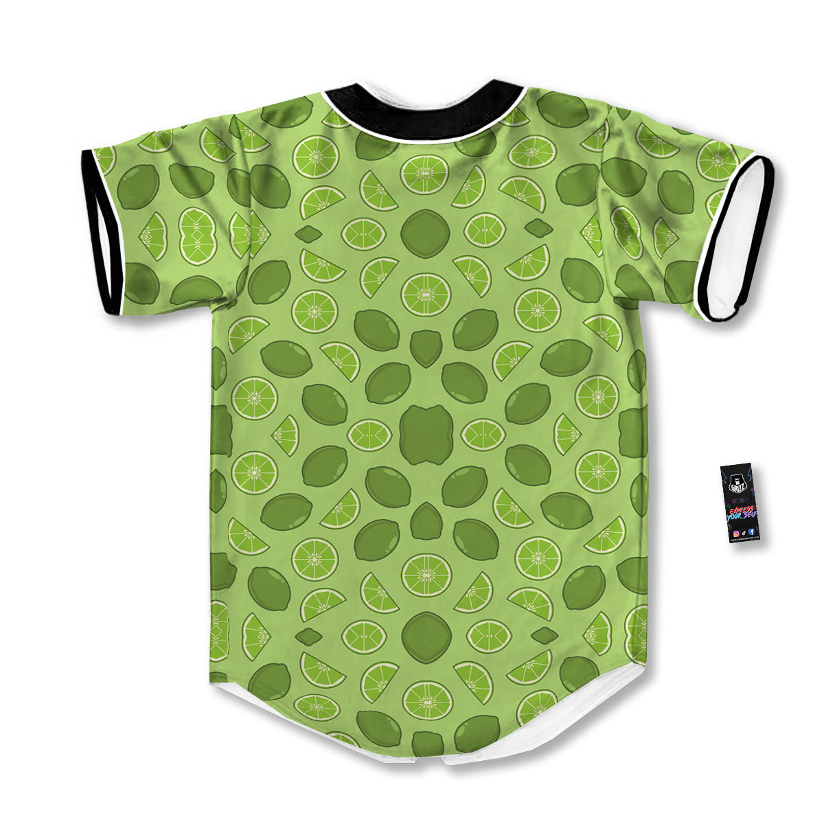 Lime Green Print Pattern Baseball Jersey-grizzshop