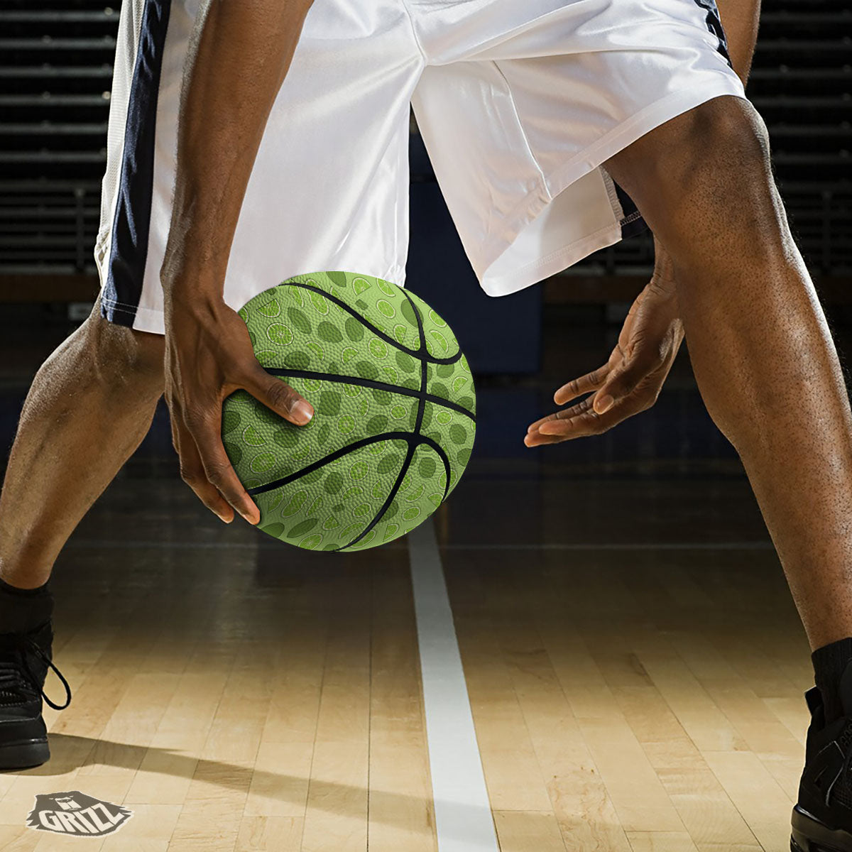 Lime Green Print Pattern Basketball-grizzshop