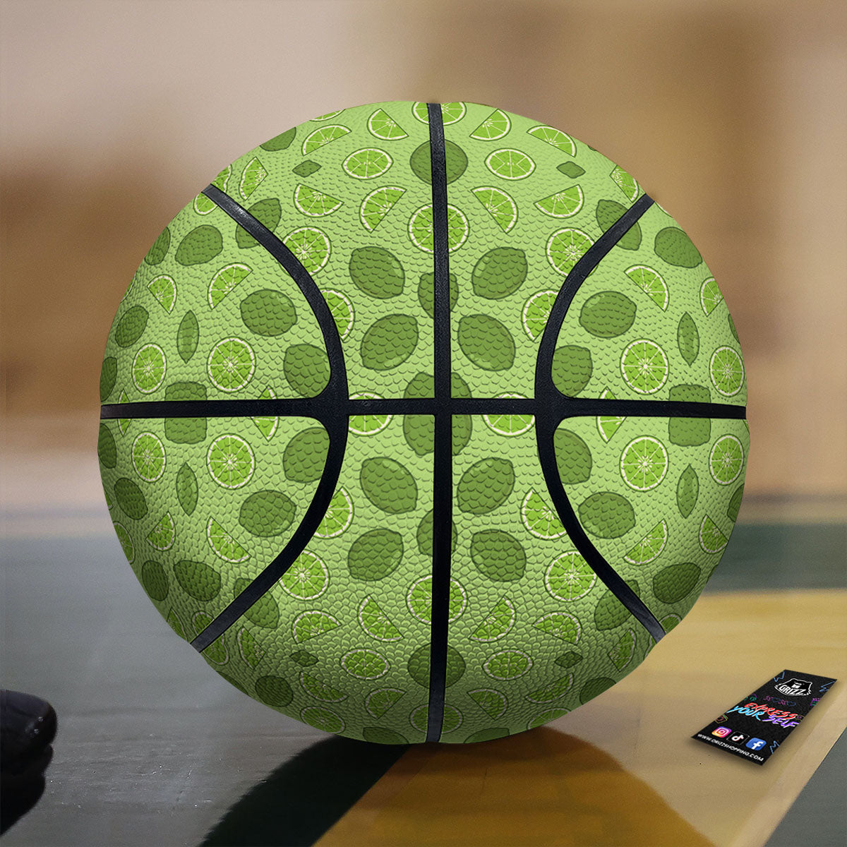 Lime Green Print Pattern Basketball-grizzshop