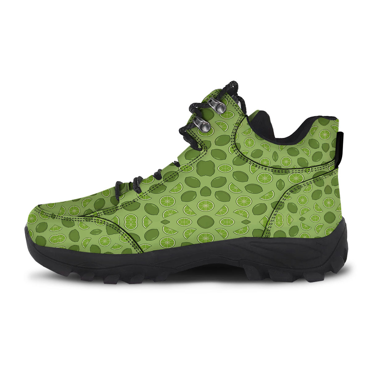 Lime Green Print Pattern Hiking Shoes-grizzshop
