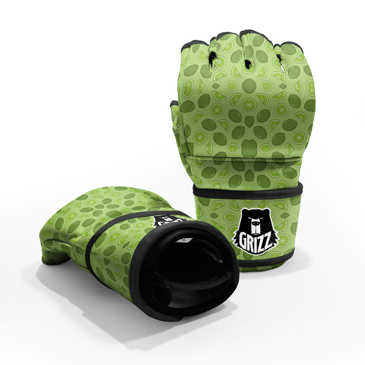 Lime Green Print Pattern MMA Gloves-grizzshop