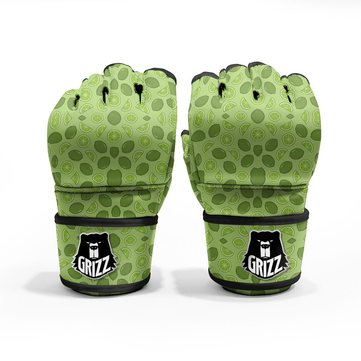 Lime Green Print Pattern MMA Gloves-grizzshop