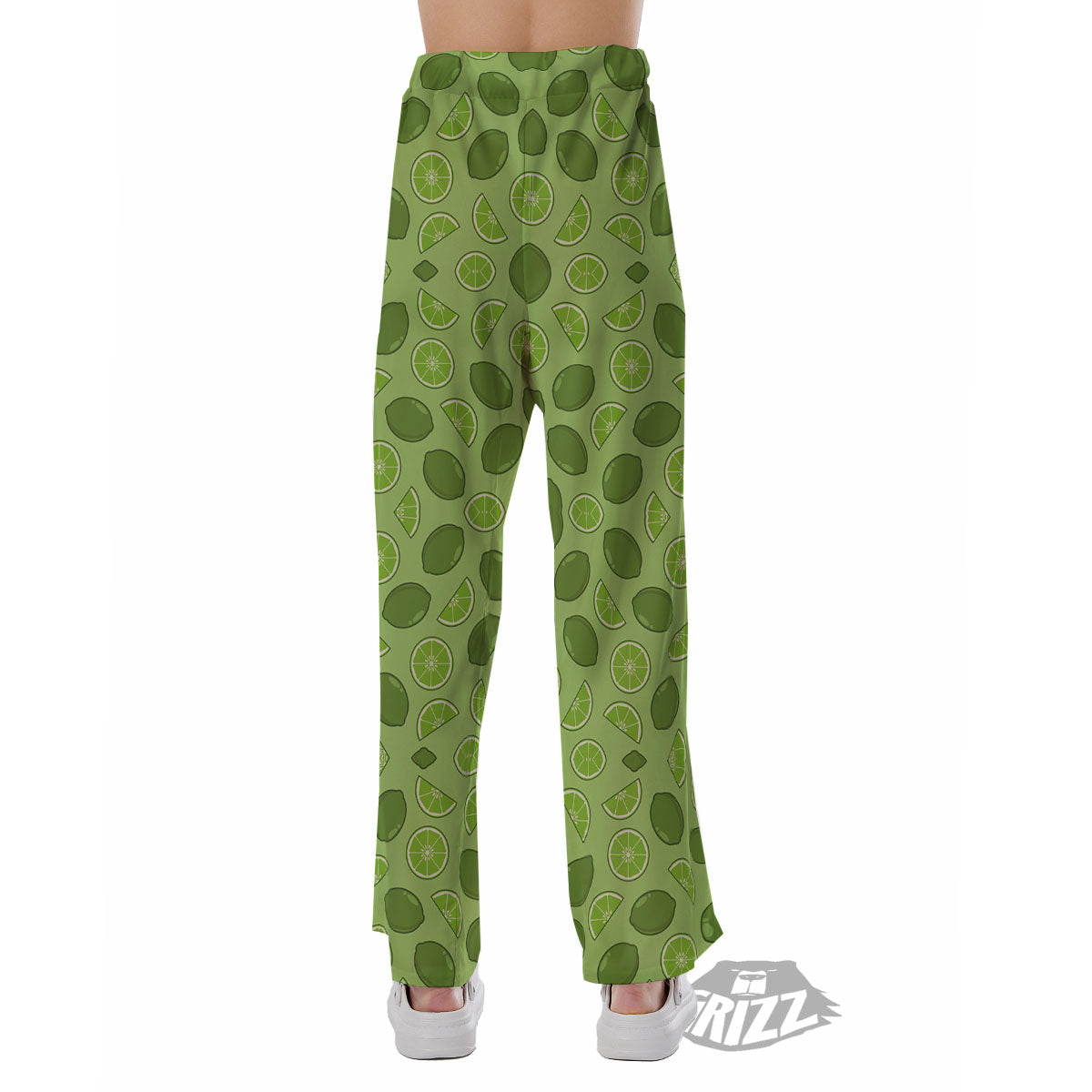 Lime Green Print Pattern Pajama Pants-grizzshop