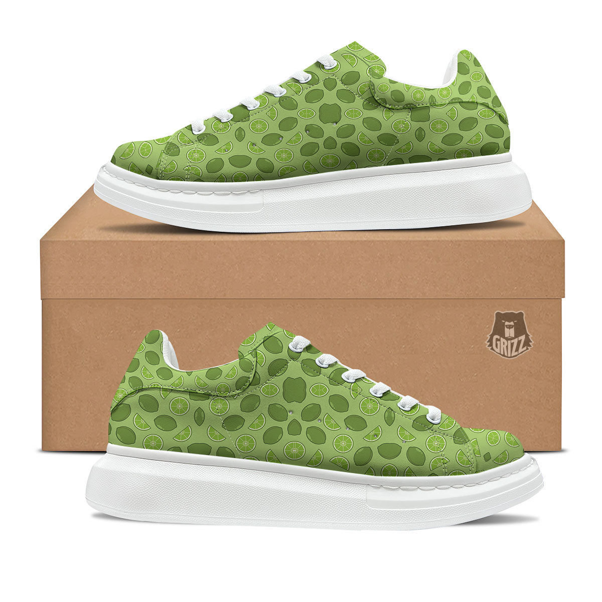 Lime Green Print Pattern Platform Shoes-grizzshop